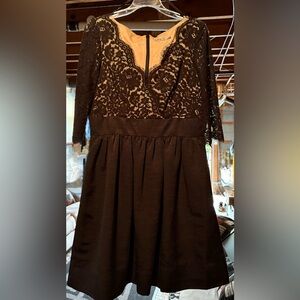 Black Lace Knee Length A-Line Dress